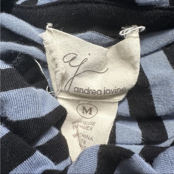 Striped Cowl Neck Hoodie Pockets Blue Gray Black Anthropologie Andrea Jovine - Picture 6 of 6